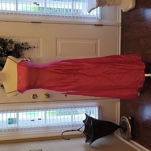 Jessica McClintock hot pink evening dress rhinestone bodice & straps Size 7 EUC…
